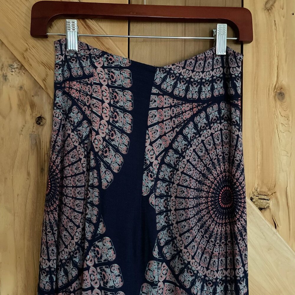 YIREH Boho Maxi Flare Skirt, Mandela Blue/Purple Sustainable, Festival Sz. XS - Picture 4 of 7